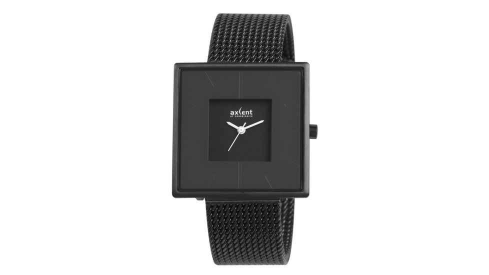 Axcent Hope Square Watch, Black Mesh, Black Face, White Hands X4039b-252