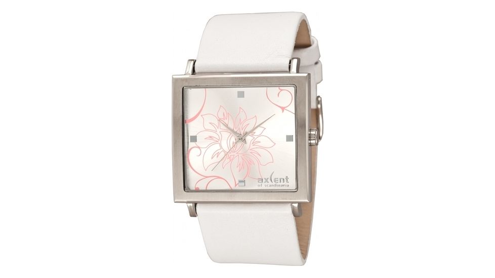 Axcent Dream Square Watch, White Strap, White Face, Silver Hands X40604-641