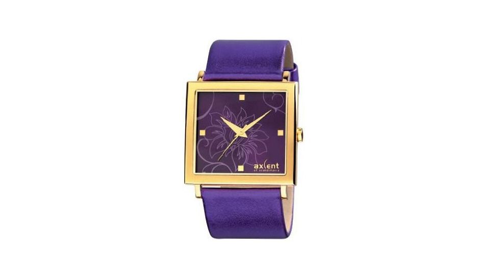 Axcent Dream Square Watch, Purple Strap, Purple Face, Gold Hands X40608-040