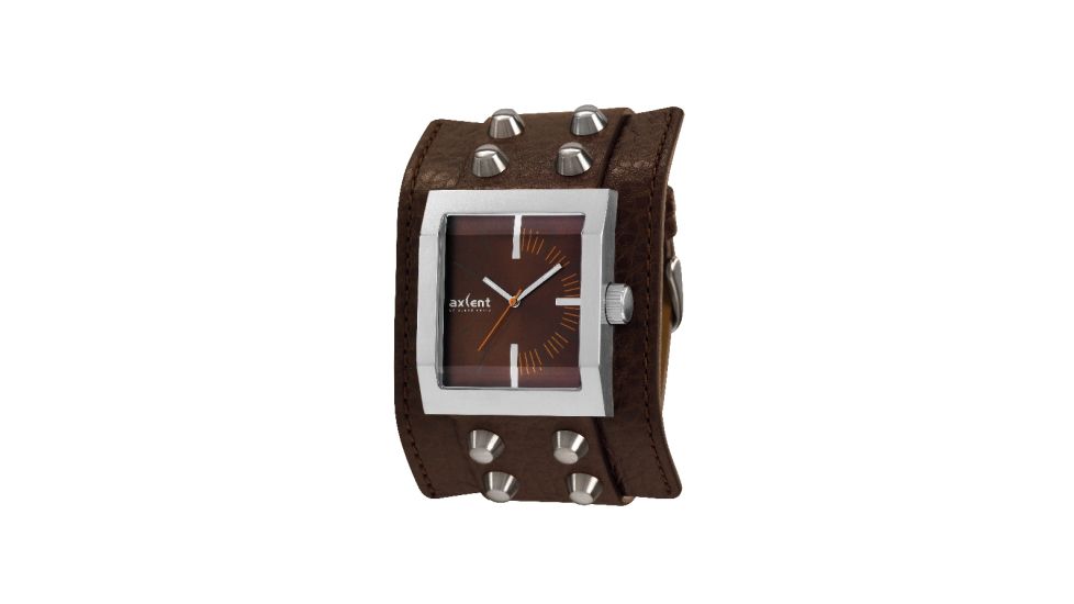 Axcent Spike Square Watch, Brown Strap, Brown Face, Silver Hands X45011-736
