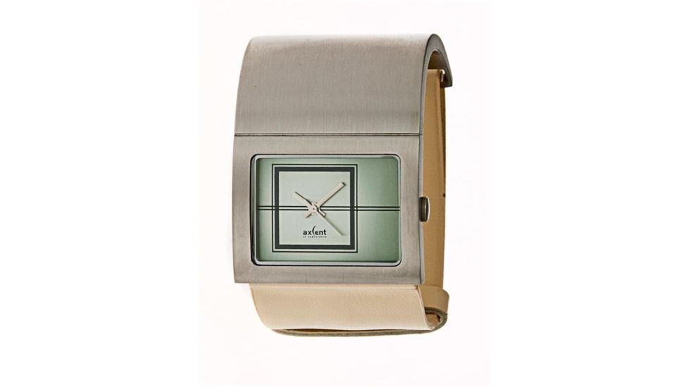 Axcent Freja Broad Watch, Cream Strap, Green Face, Silver Hands X46002-651