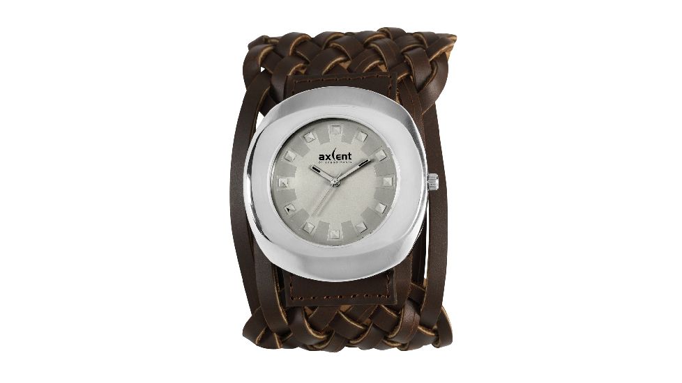 Axcent Punkd Watch, Dark Brown Strap, Silver Face, Silver Hands X47171-646