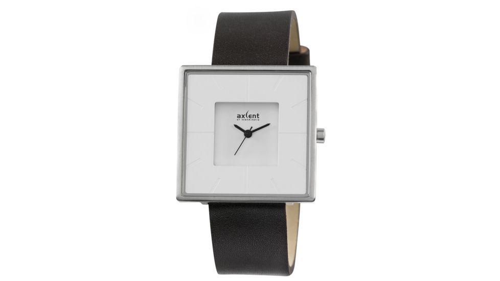 Axcent Hope Square Watch, Black Strap, White Face, Black Hands X50391-156