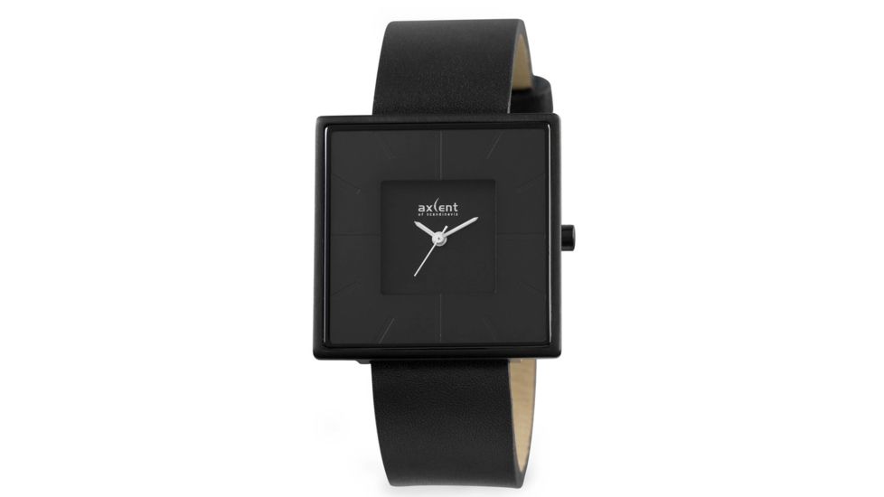 Axcent Hope Square Watch, Black Strap, Black Face, White Hands X5039b-257
