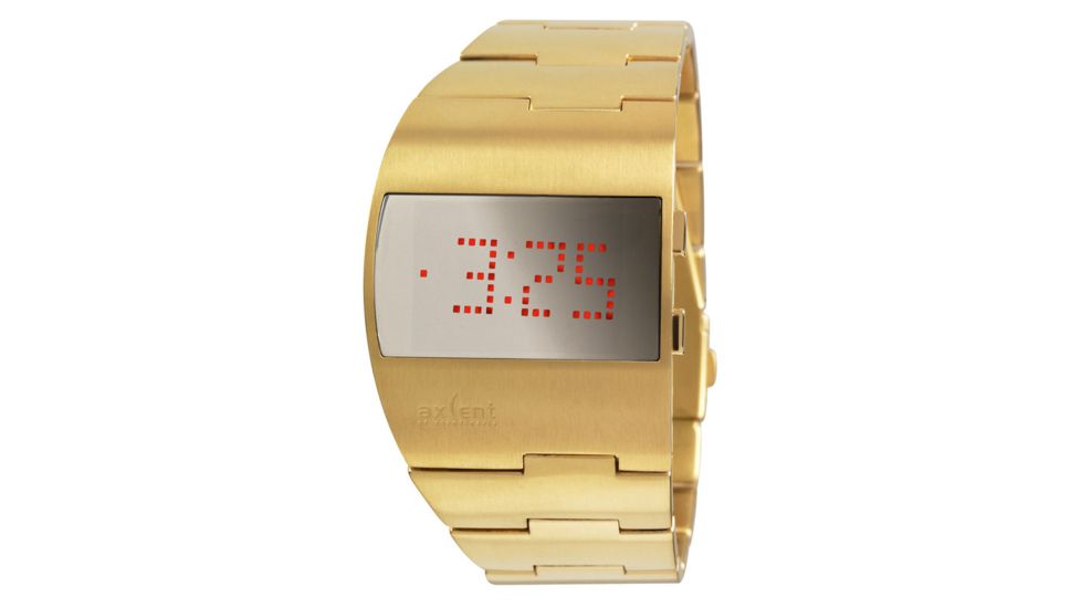 Axcent Reflect Watch, Gold Bracelet, Silver Face, Red Digits X51257-892