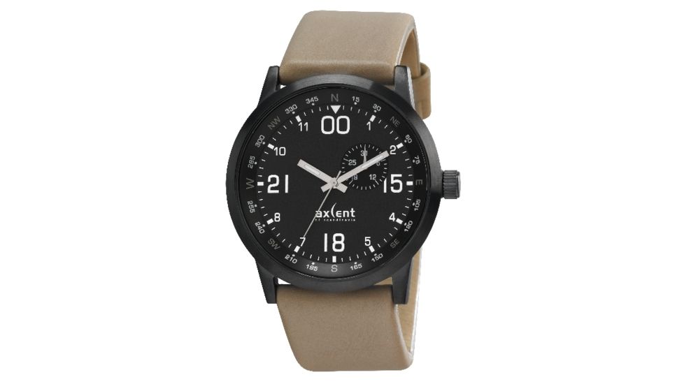 Axcent M10 Watch, Natural Leather Strap, Black Face, Silver Hands X5571b-260