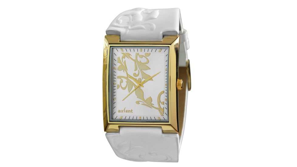 Axcent Spirit Watch, White Strap, Silver Face, Gold Hands X55928-131