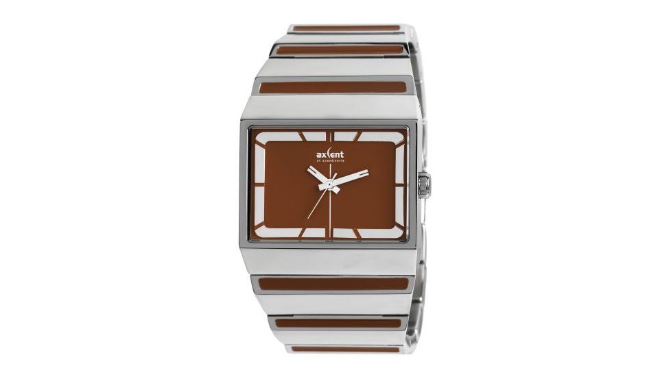Axcent Brick Watch, Silver+Brown Bracelet, Brown Dial, Silver Hands X56363-818