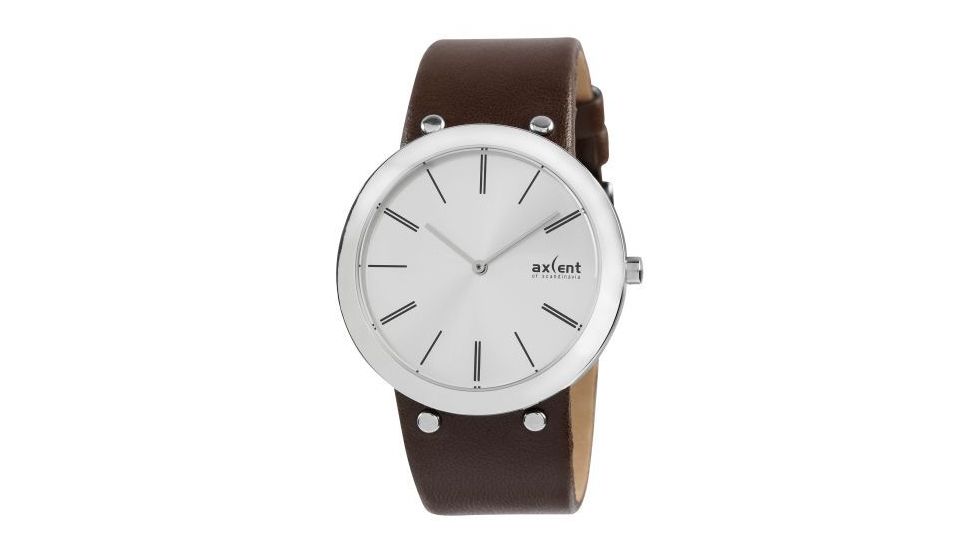 Axcent Slick Watch, Brown Strap, Silver Face, Silver Hands X58001-636