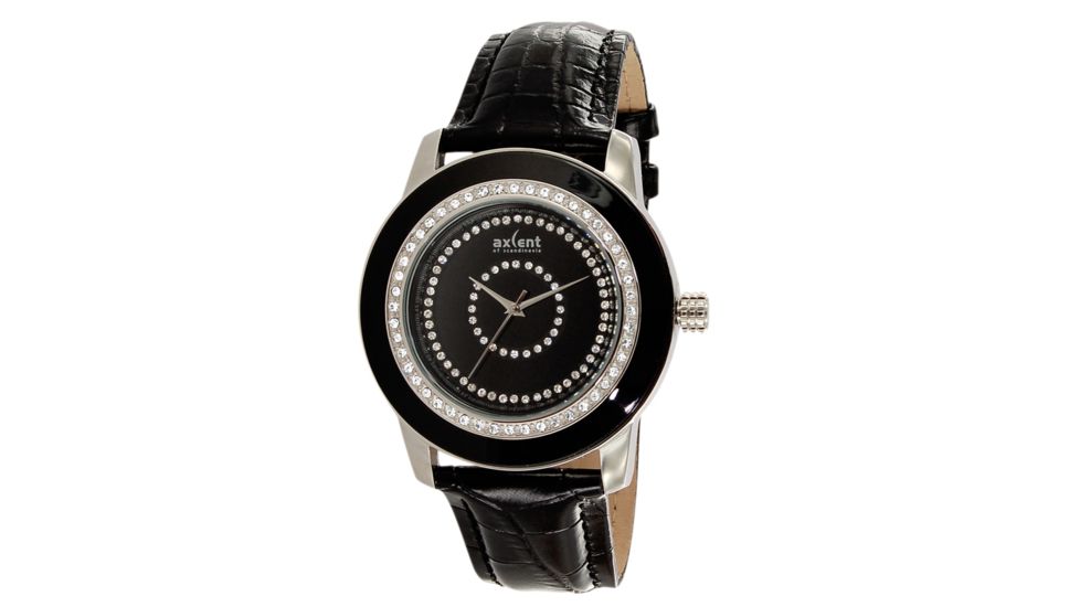 Axcent Sparkle Watch, Black Strap, Black Face, Silver Hands X59953-237