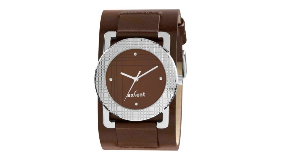 Axcent Scratch Watch, Brown Strap, Brown Face, Silver Hands X61004-746