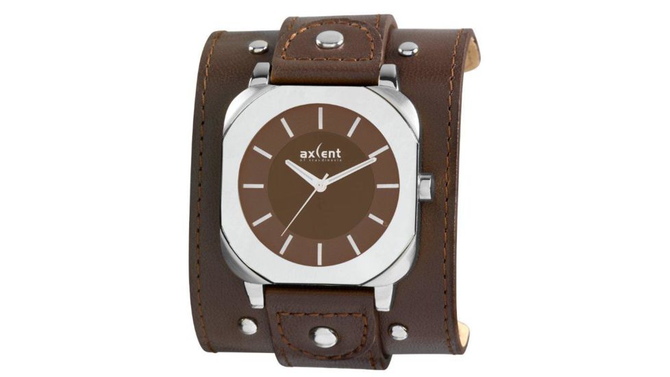 Axcent The Rock Round Watch, Brown Strap, Brown Face, Silver Hands X61623-736