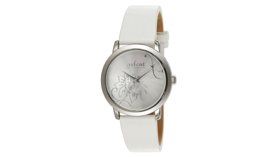 Axcent Dream Round Watch, White Strap, Silver Face, Silver Hands X64352-151