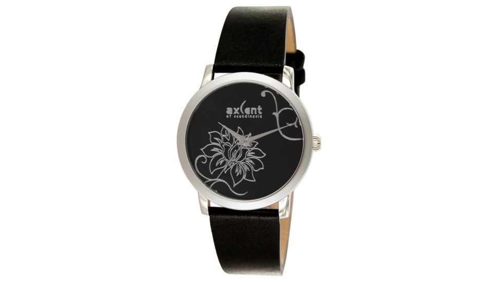 Axcent Dream Round Watch, Black Strap, Black Face, Silver Hands X64352-257