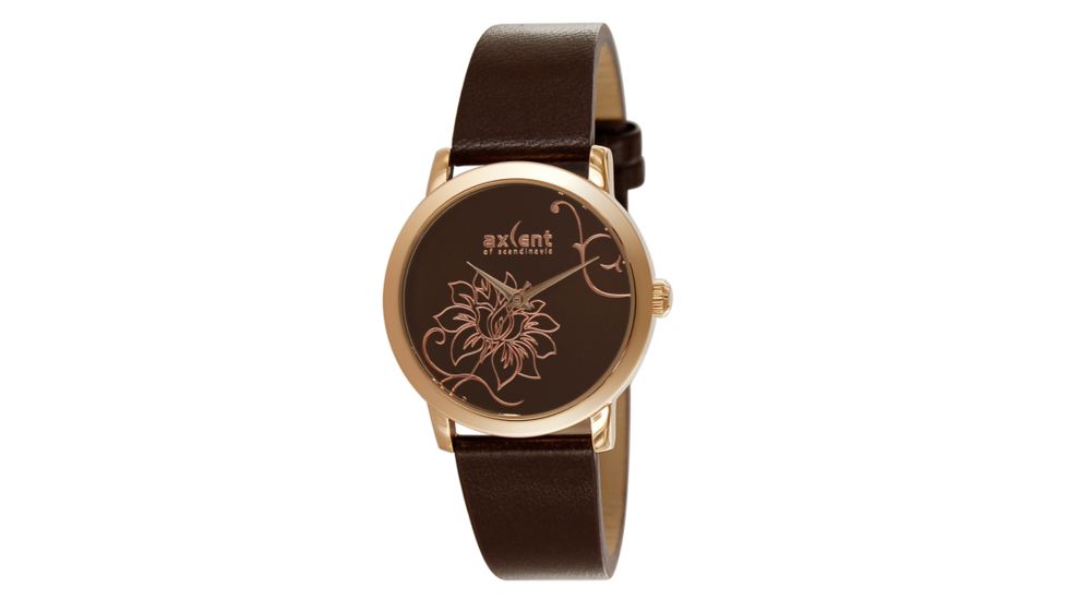 Axcent Dream Round Watch, Brown Strap, Brown Face, Rose Gold Hands X6435r-756