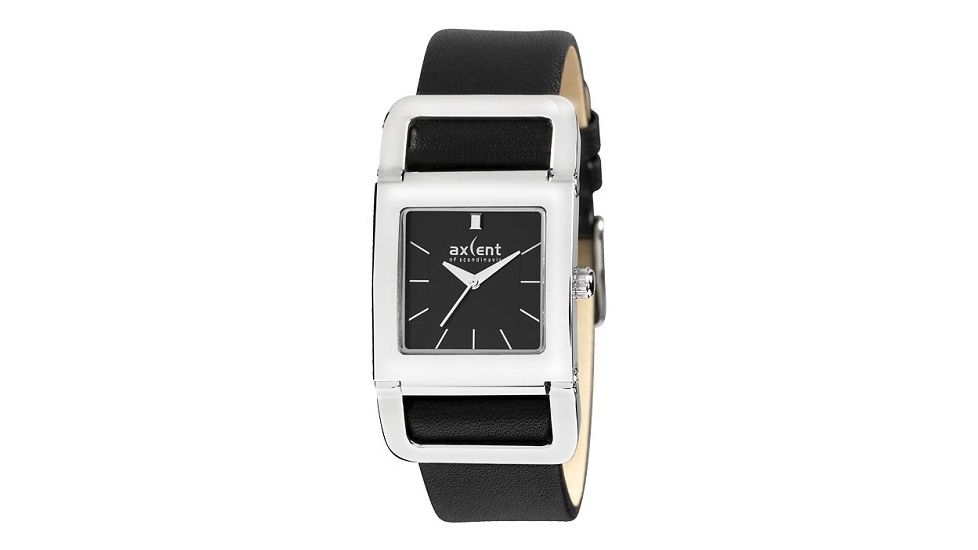 Axcent Hinge Watch, Black Strap, Black Face, Silver Hands X80172-237