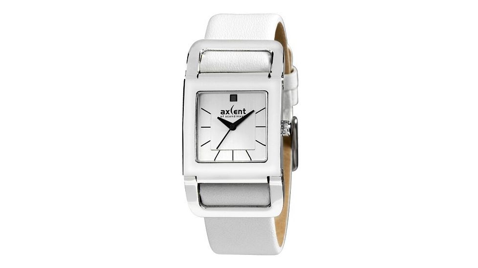 Axcent Hinge Watch, White Strap, Silver Face, Black Hands X80172-631