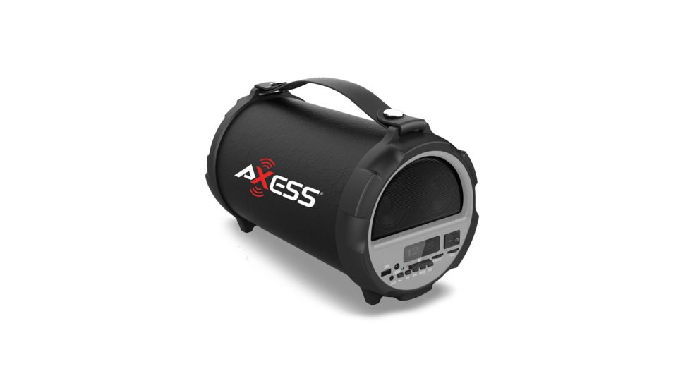 AXESS Bluetooth Hi-Fi Cylinder Loud Speaker w/ 4 Inch Sub, Vibrating Disk, SD Card, USB, AUX Inputs, Gray SPBT1037GY