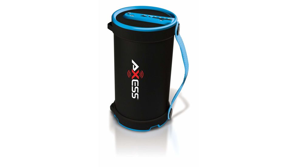 AXESS Portable Bluetooth Indoor/Outdoor 2.1 Hi-Fi Cylinder Loud Speaker w/ Built-In 4in Sub and FM Radio, SD Card, USB, AUX Inputs, Blue, SPBT1033BL