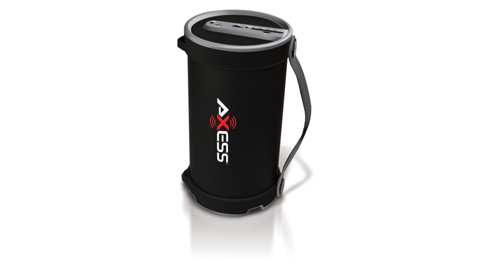 AXESS Portable Bluetooth Indoor/Outdoor 2.1 Hi-Fi Cylinder Loud Speaker w/ Built-In 4in Sub and FM Radio, SD Card, USB, AUX Inputs, Grey, SPBT1033GY