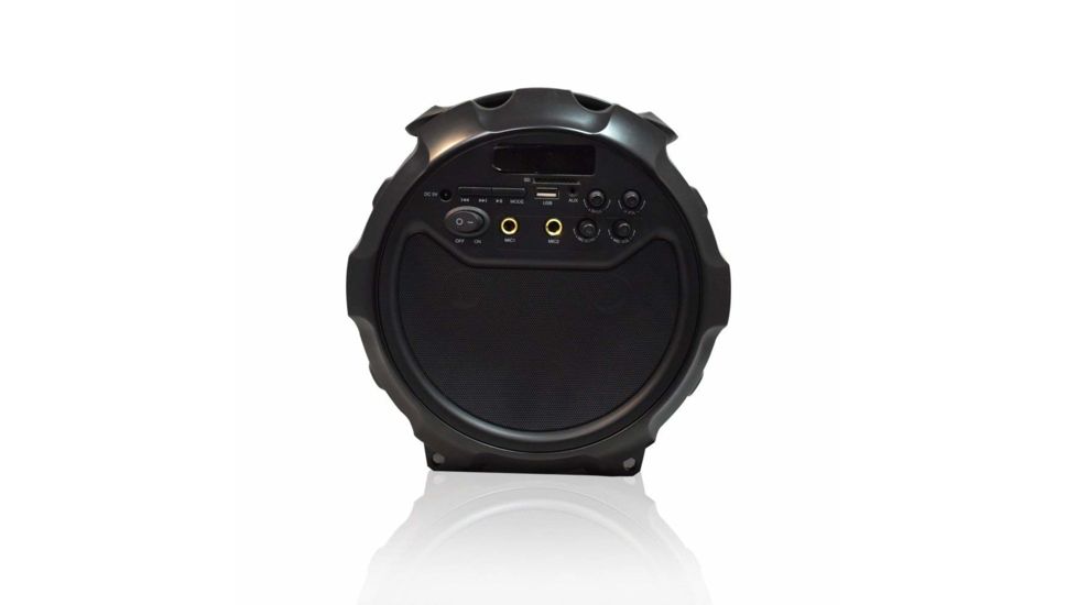 AXESS Portable Bluetooth Indoor/Outdoor 2.1 Hi-Fi Loud Speaker/Sing Along w/ Built-In 6in Sub, FM Radio, SD Card, USB, AUX, 6.5mm IN, Black, SPBT1034BK