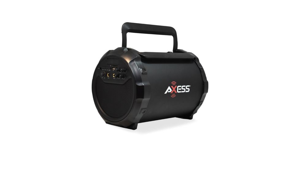 AXESS Portable Bluetooth Indoor/Outdoor 2.1 Hi-Fi Loud Speaker/Sing Along w/ Built-In 6in Sub, FM Radio, SD Card, USB, AUX, 6.5mm IN, Black, SPBT1034BK