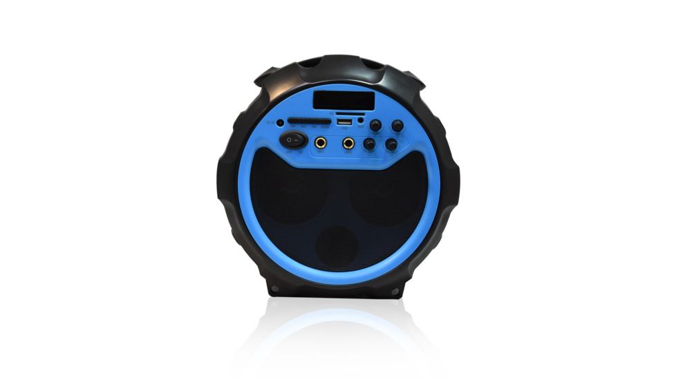 AXESS Portable Bluetooth Indoor/Outdoor 2.1 Hi-Fi Loud Speaker/Sing Along w/ Built-In 6in Sub, FM Radio, SD Card, USB, AUX, 6.5mm IN, Blue, SPBT1034BL