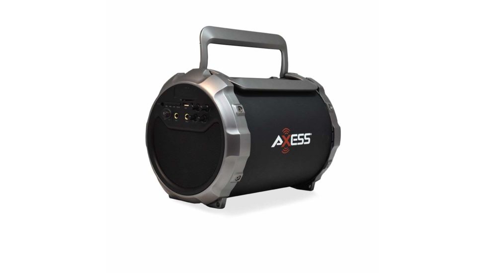 AXESS Portable Bluetooth Indoor/Outdoor 2.1 Hi-Fi Loud Speaker/Sing Along w/ Built-In 6in Sub, FM Radio, SD Card, USB, AUX, 6.5mm IN, Grey, SPBT1034GY