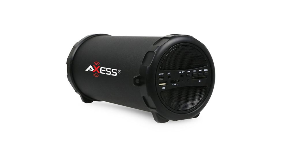 AXESS Portable Bluetooth Indoor/Outdoor Speaker w/ Built-In 3in Sub, Black SPBT1031BK