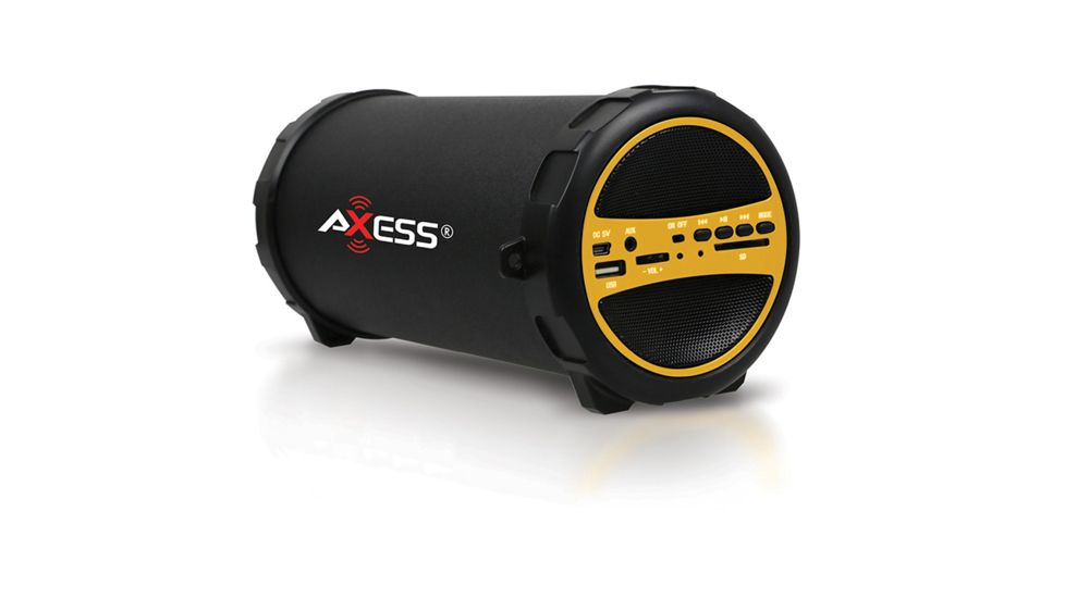 AXESS Portable Bluetooth Indoor/Outdoor Speaker w/ Built-In 3in Sub, Yellow SPBT1031YL