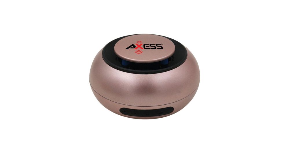 AXESS Water Resistant Bluetooth Speaker w/ Built-In Rechargeable Battery and AUX Input, Rose Gold SPBW1048RG