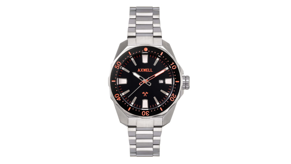 Axwell Bracelet Watch w/ Date, Black/Orange, AXWAW107-2, Black/Orange, One Size, AXWAW107-2