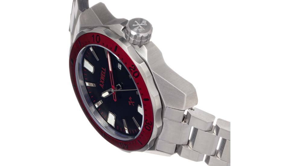 Axwell Bracelet Watch w/ Date, Black/Red, AXWAW107-6, Black/Red, One Size, AXWAW107-6