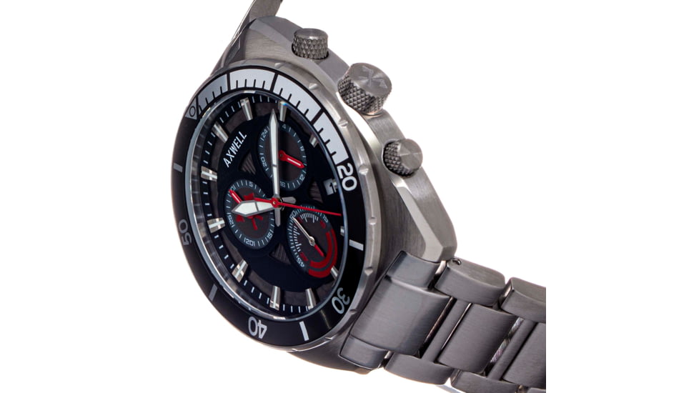 Axwell Chronograph Bracelet Watch w/Date, Black, AXWAW105-2, Black, One Size, AXWAW105-2