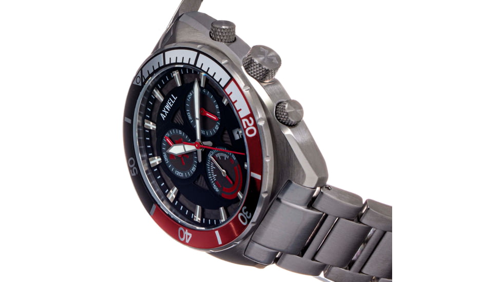 Axwell Chronograph Bracelet Watch w/Date, Black/Red, AXWAW105-6, Black/Red, One Size, AXWAW105-6