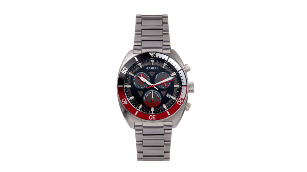 Axwell Chronograph Bracelet Watch w/Date, Black/Red, AXWAW105-6, Black/Red, One Size, AXWAW105-6
