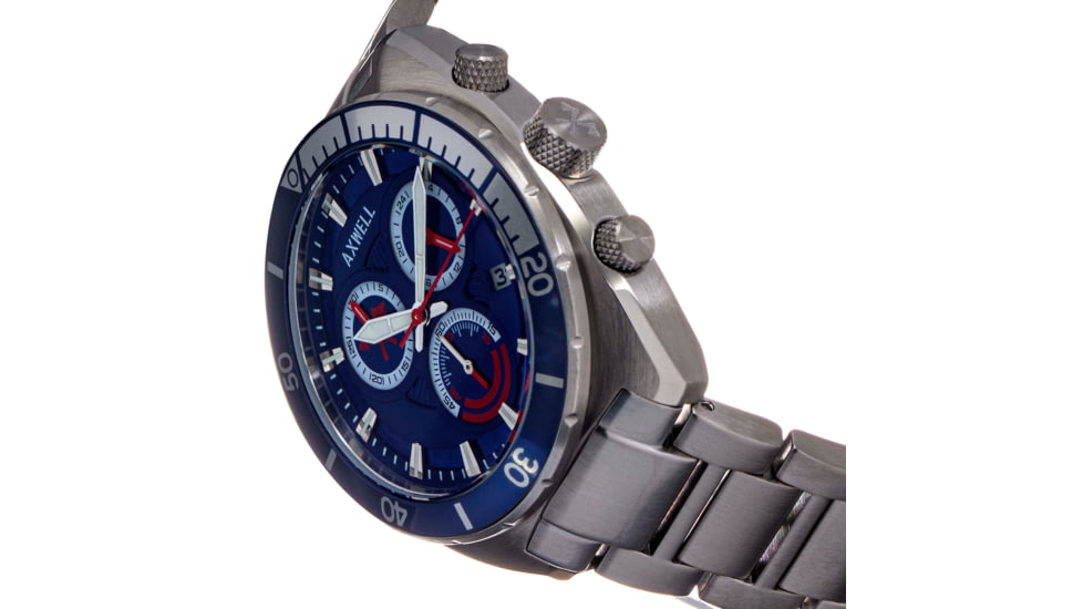 Axwell Chronograph Bracelet Watch w/Date, Blue, AXWAW105-4, Blue, One Size, AXWAW105-4