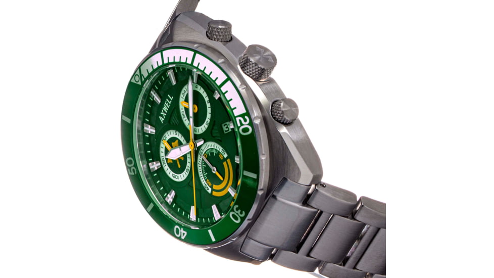 Axwell Chronograph Bracelet Watch w/Date, Green, AXWAW105-5, Green, One Size, AXWAW105-5