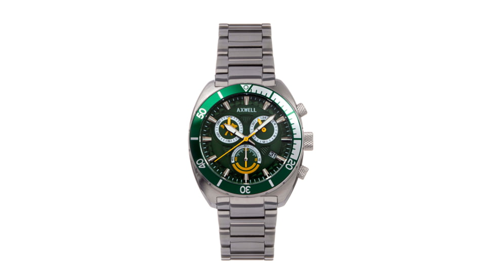 Axwell Chronograph Bracelet Watch w/Date, Green, AXWAW105-5, Green, One Size, AXWAW105-5