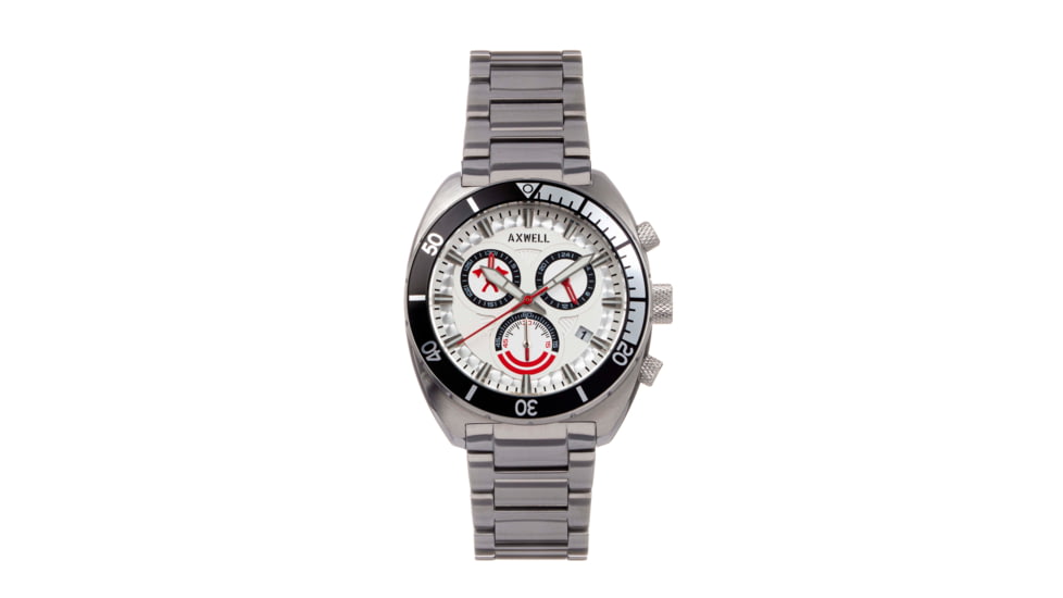 Axwell Chronograph Bracelet Watch w/Date, White/Black, AXWAW105-3, White/Black, One Size, AXWAW105-3