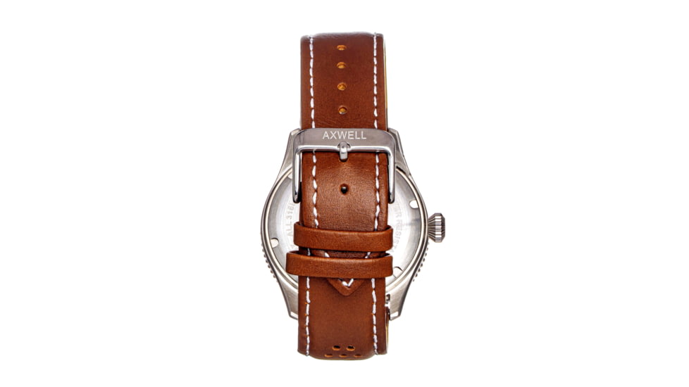 Axwell Leather-Band Watch w/Date, Tan/Green, AXWAW102-5, Tan/Green, One Size, AXWAW102-5