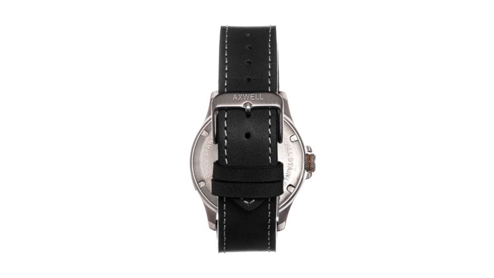 Axwell Leather Strap Watch, Black/Silver, AXWAW106-2, Black/Silver, One Size, AXWAW106-2