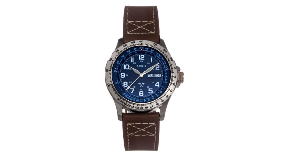Axwell Leather Strap Watch, Brown/Navy, AXWAW106-3, Brown/Navy, One Size, AXWAW106-3