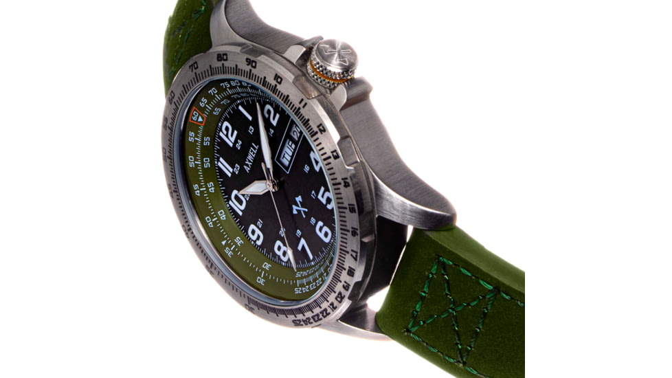 Axwell Leather Strap Watch, Green, AXWAW106-4, Green, One Size, AXWAW106-4