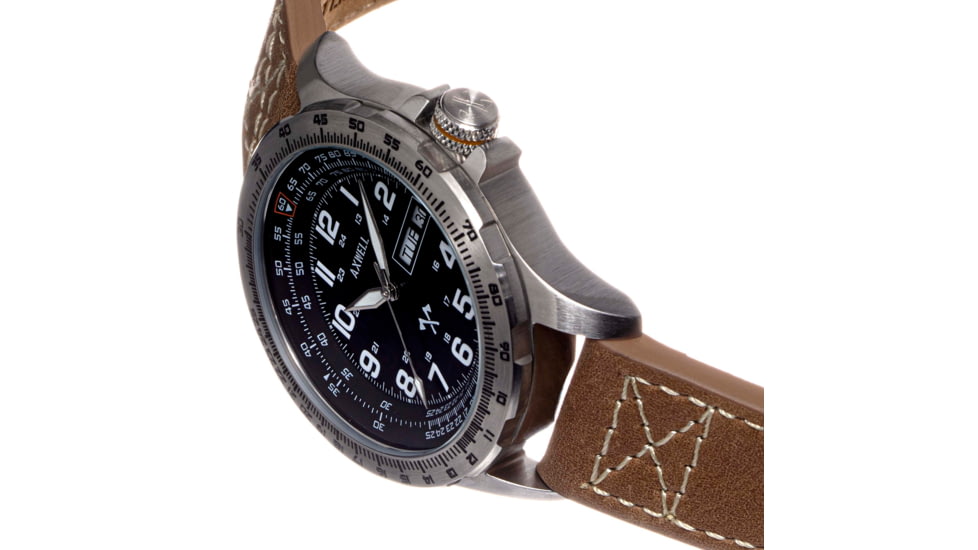 Axwell Leather Strap Watch, Tan/Black, AXWAW106-1, Tan/Black, One Size, AXWAW106-1