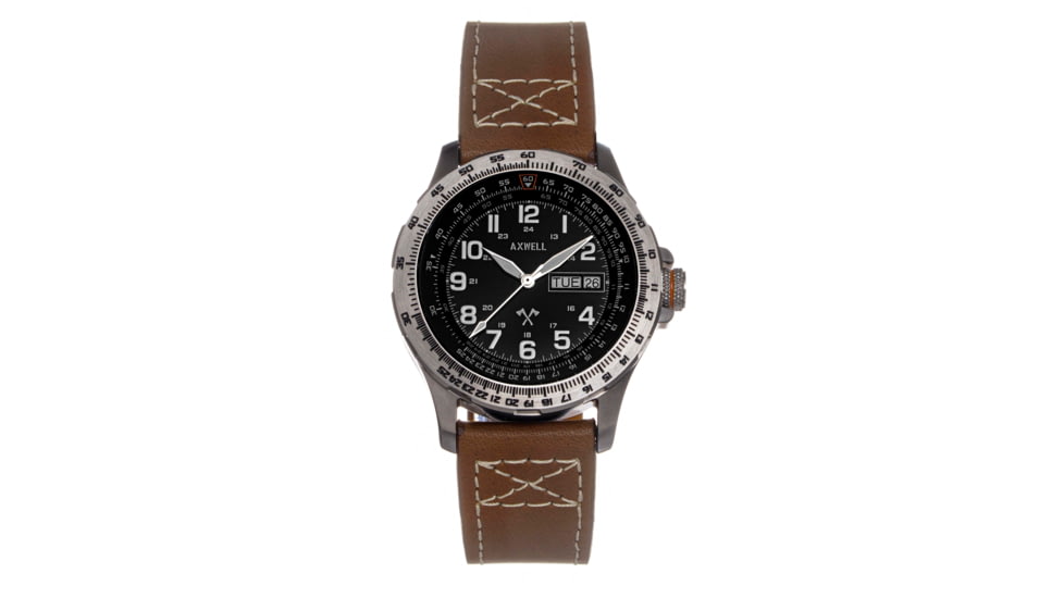 Axwell Leather Strap Watch, Tan/Black, AXWAW106-1, Tan/Black, One Size, AXWAW106-1