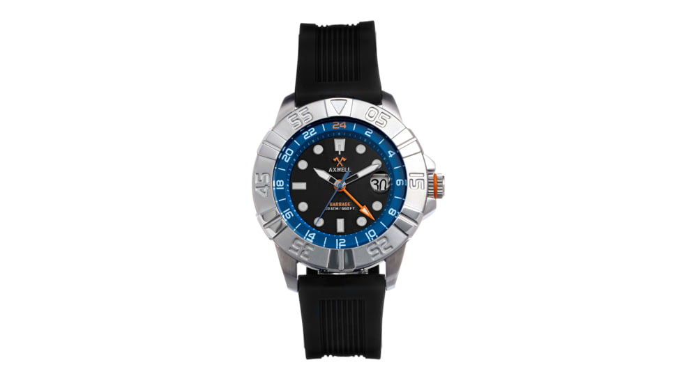 Axwell Strap Watch w/Date, Black/Blue, One Size, AXWAW100-4