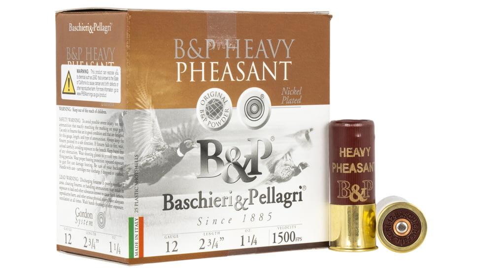 Fiocchi Heavy Pheasant 12 Gauge 1.25 oz 2.75in Shotgun Ammo, 25 Rounds, 12B14H5