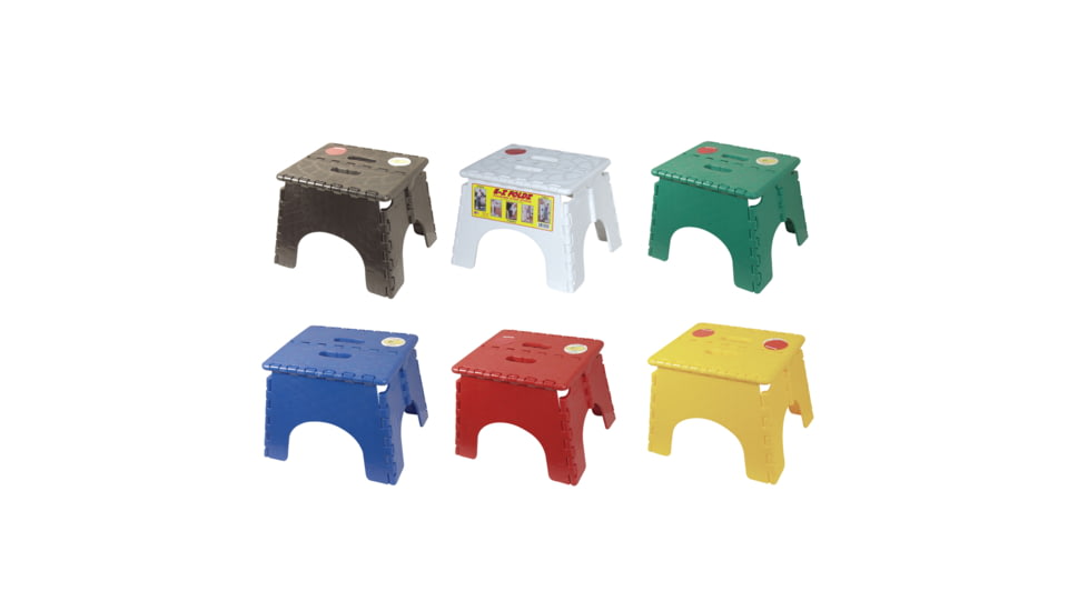 B &amp; R Plastics E Z Foldz Folding Step Stool 9 Assorted Colors, Pack of 6, 101-6AS-ASST
