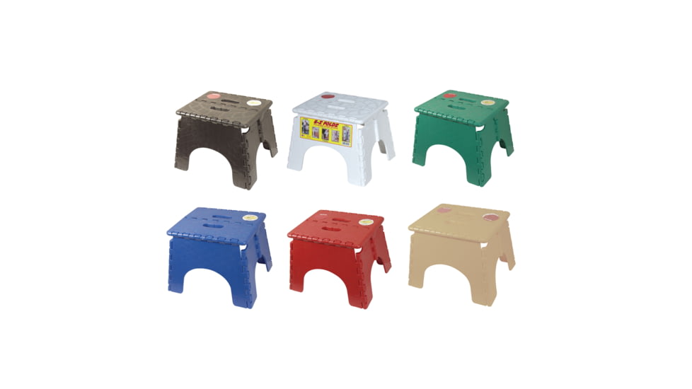 B &amp; R Plastics E Z Foldz Folding Step Stool 9 Assorted Fashion Colors, Pack of 6, 101-6FA